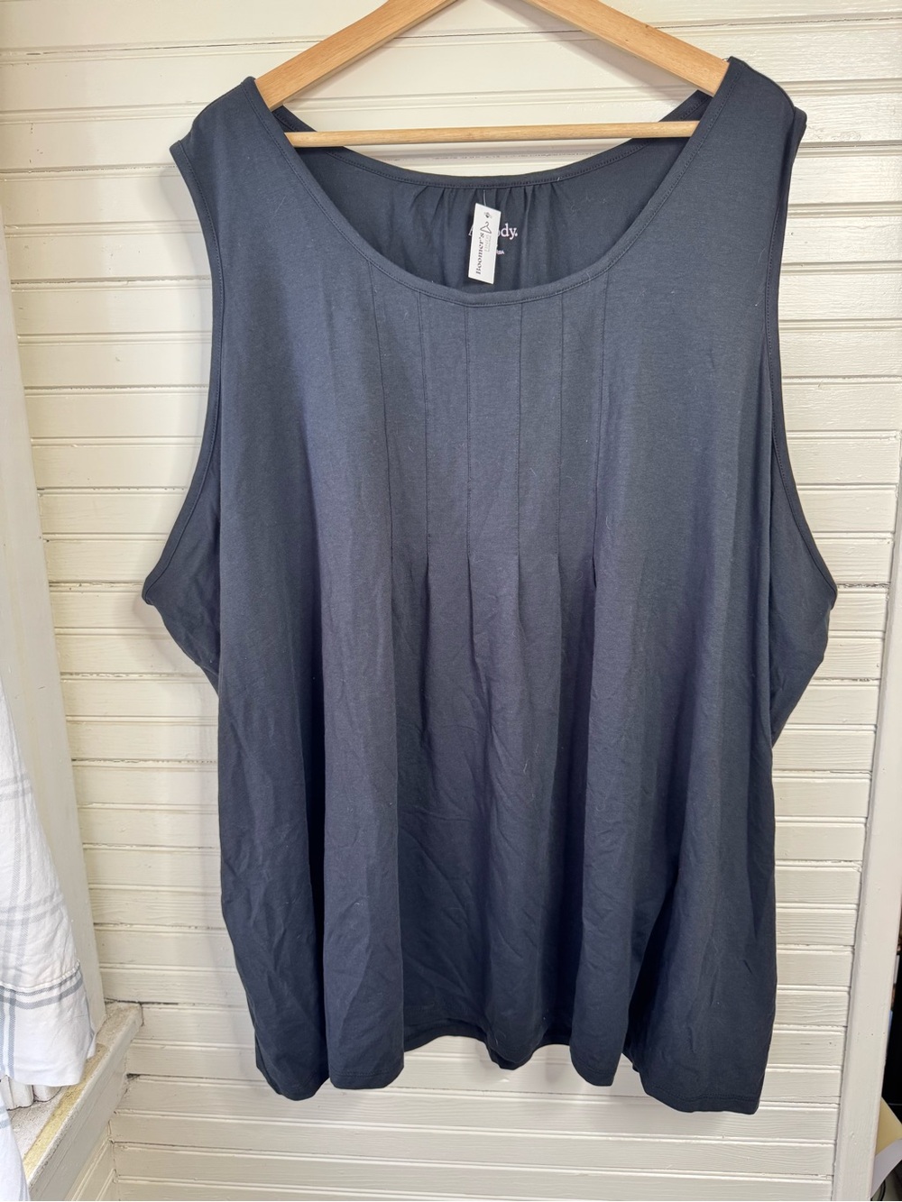 AnyBody Pleated Scoop Neck Tank - Charcoal Gray